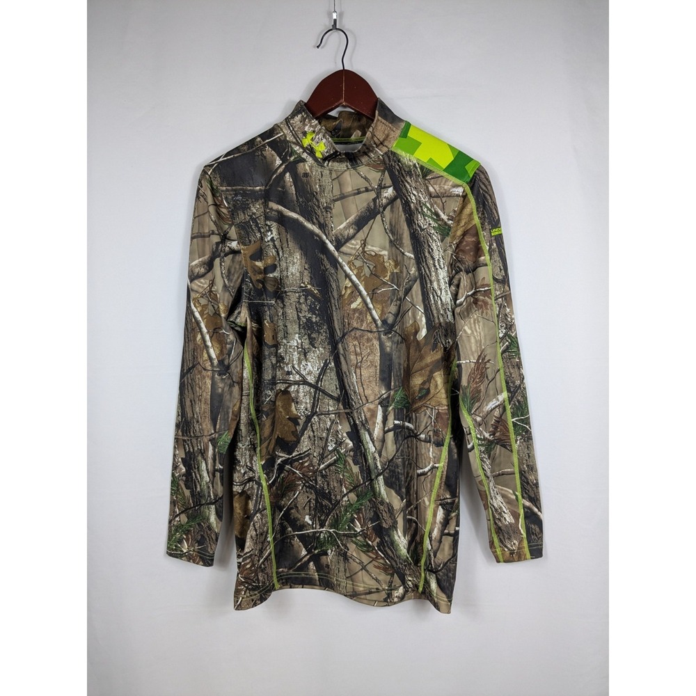 Under Armour Shirt Mens L Camo Realtree Mock Fitted ColdGear Scent Control 2931